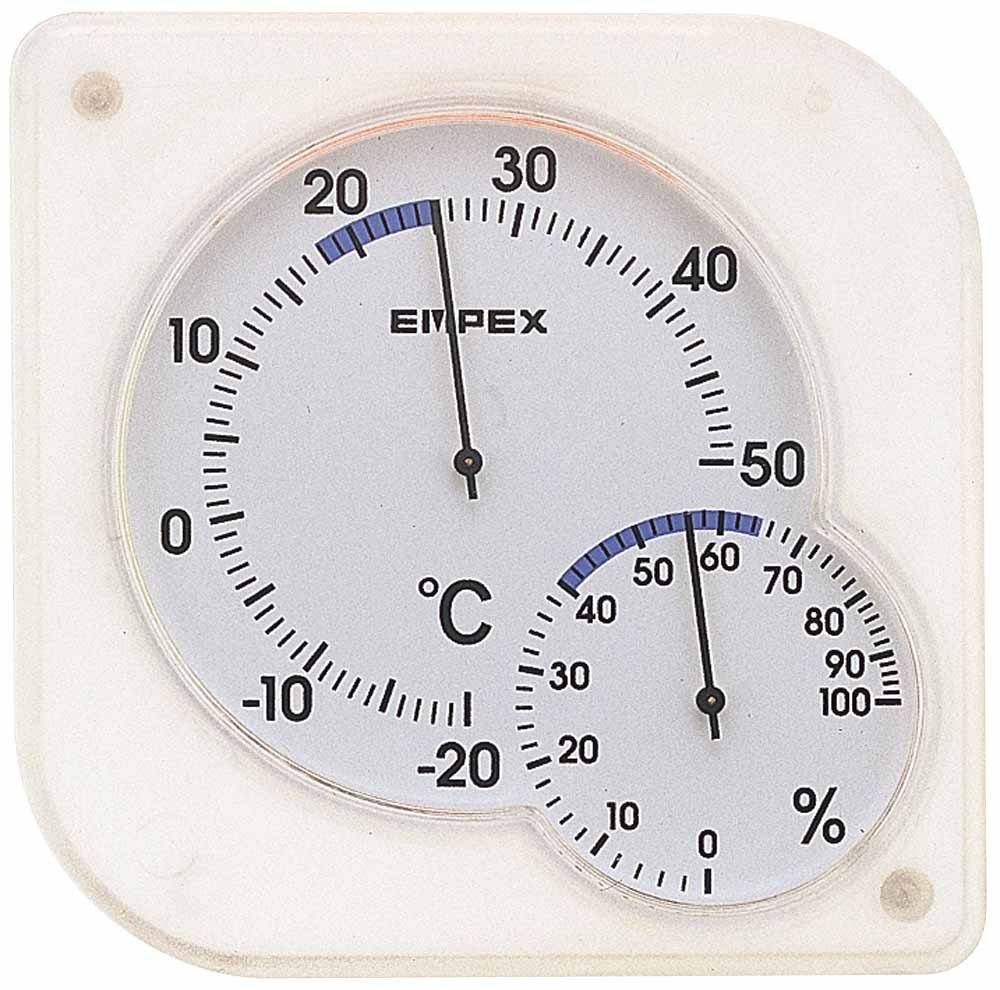 エンペックス 温度計 湿度計 アナログ シュクレミディ 置き掛け クリアホワイト TM-5601