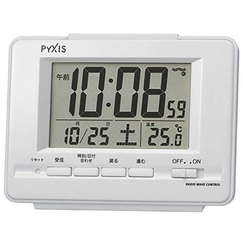 セイコークロック(Seiko Clock) セイコー クロック 目覚まし時計 電波 デジタル カレンダー 温度 表示 PYXIS ピクシス 白 パール NR535H
