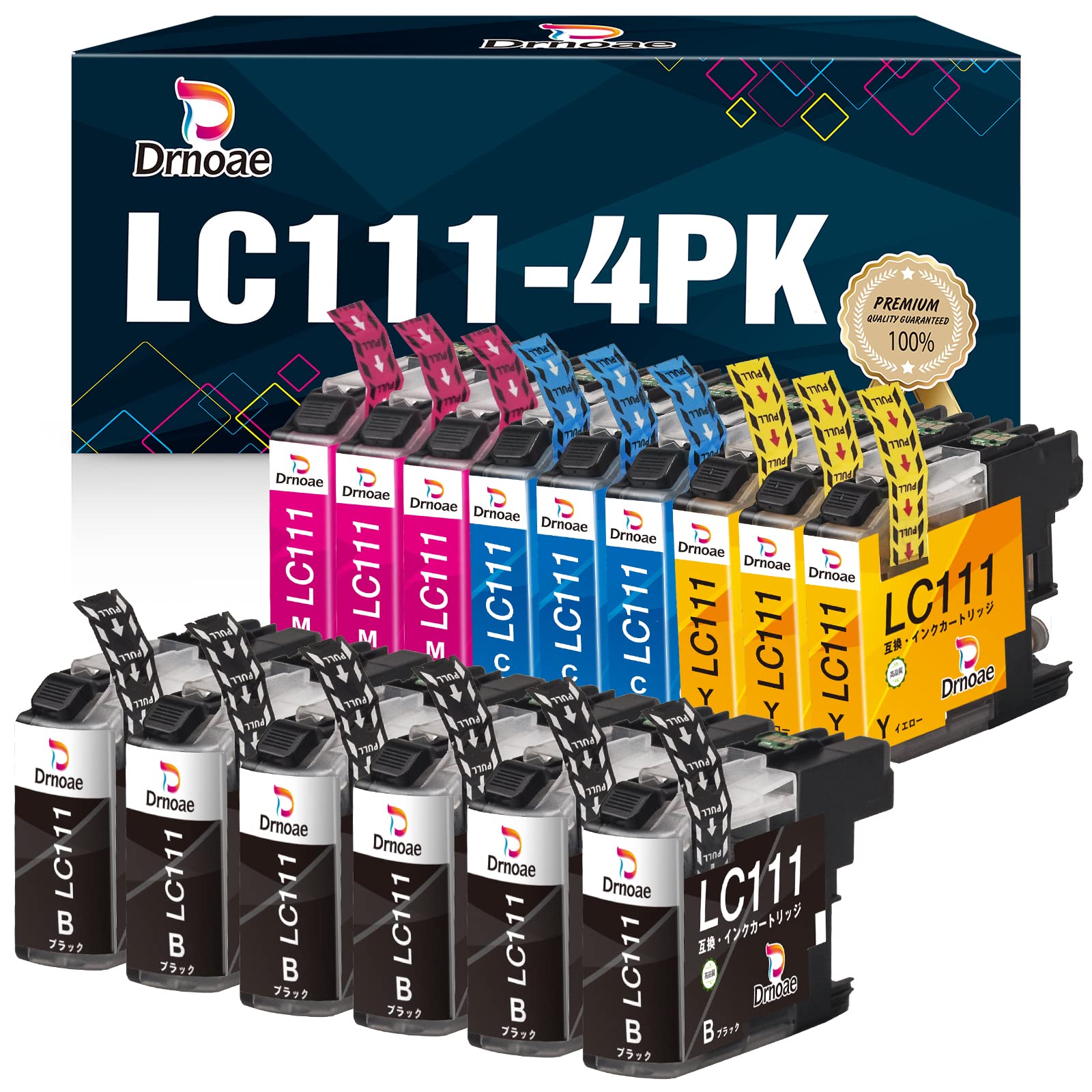LC111 互換インクカートリッジ LC111-4PK 15色セット（6BK+3C+3M+3Y）ブラザー(Brother)対応 互換インク 大容量 残量表示付 説明書付 DCP