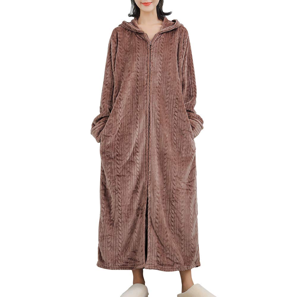 [スーパーオラ] パジャマ レディース 着る毛布 ガウン ネグリジェ もこもこ ルームウエア フード付き 長袖 ロング 部屋着 前開き 暖かい