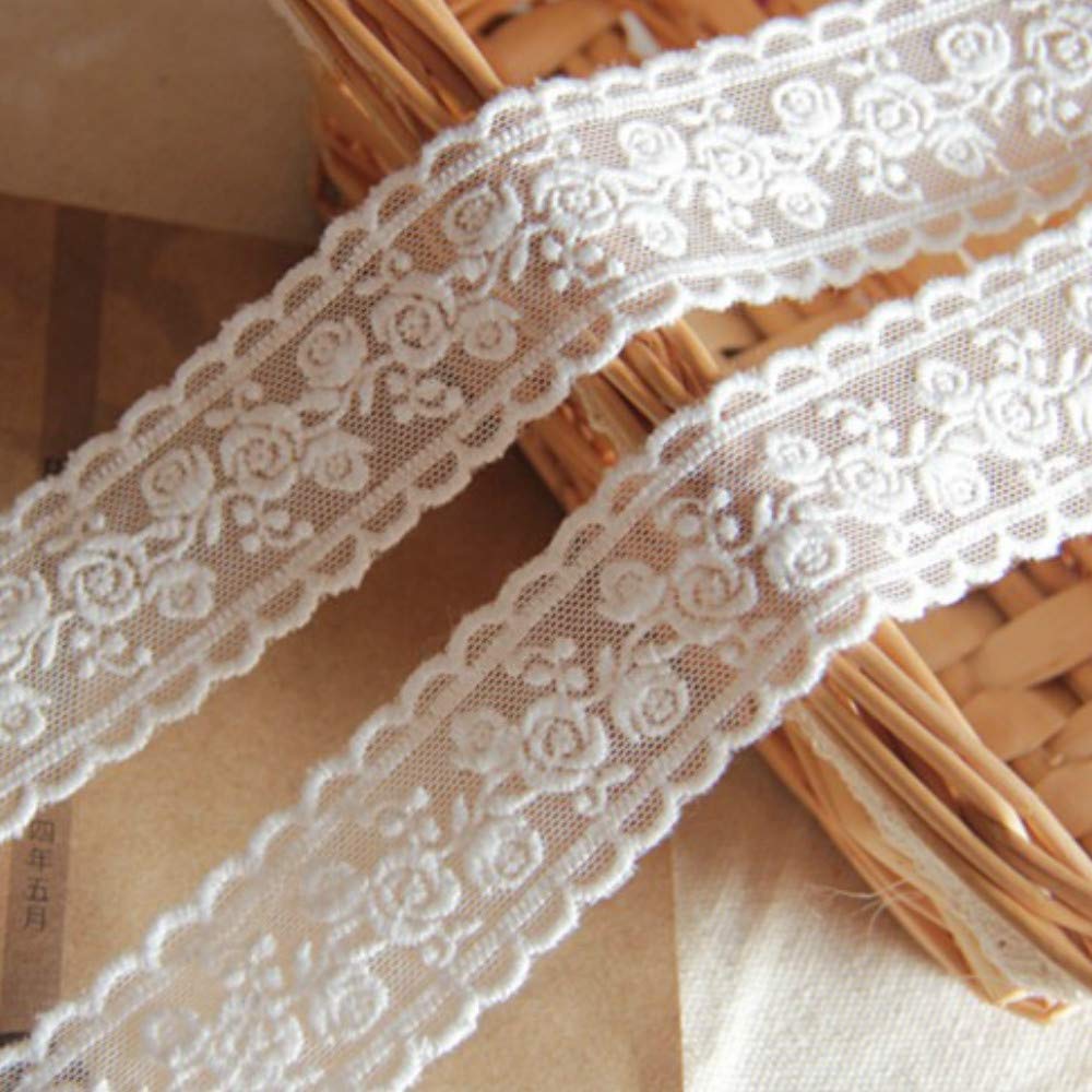 Sourcemall レース リボン DIY手芸 服装素材 ギフト飾り 装飾材料 (白い花柄)