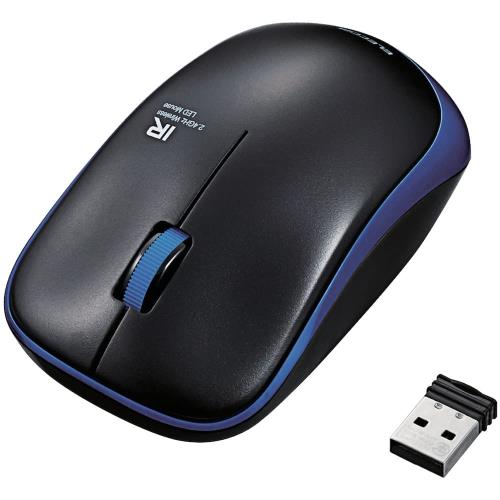 エレコム マウス ワイヤレス (レシーバー付属) Mサイズ 3ボタン IRセンサー 省電力 ブルー M-IR07DRBU