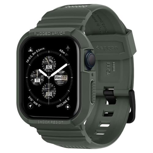 Apple Watch バンド 45mm 44mm 一体型 ケース カバー 耐衝撃 PC TPU 二重構造 スポーツバンド 落下 衝撃 吸収 耐久性 傷防止 Series 9 / 8 / SE 2 /