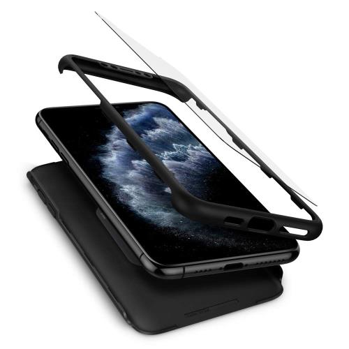 Spigen i Phone11Pro Max ケース 360度 全面保護 レンズ保護 衝撃 吸収 Qi充電 ワイヤレス充電 シン・フィット360 075CS27150 (ブラック)