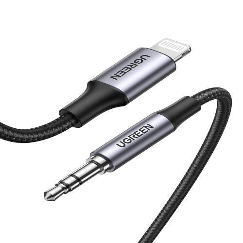 UGREEN MFi認証AUX ケーブル i Phone Lightning to 3.5mm 変換ケーブル ハイレゾ音質 高耐久性ナイロン編み ヘッドホン/i Pod/i Phone/i Pad/ホ