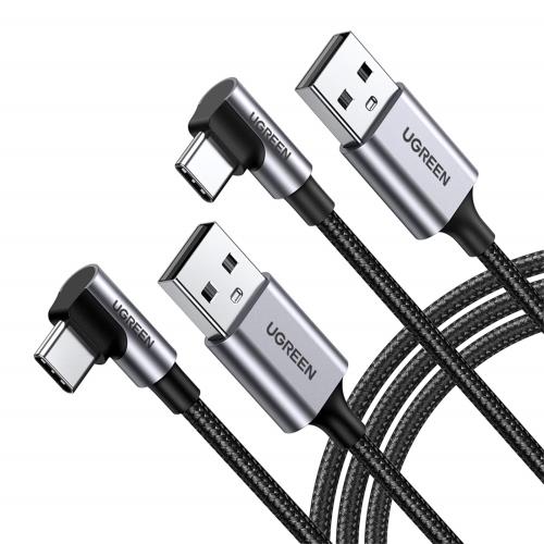 UGREEN USB Type C ケーブル L字ナイロン編み 3A急速充電 Quick Charge 3.0/2.0対応 56Kレジスタ実装 Xperia XZ XZ2 、LG G5 G6 V20等