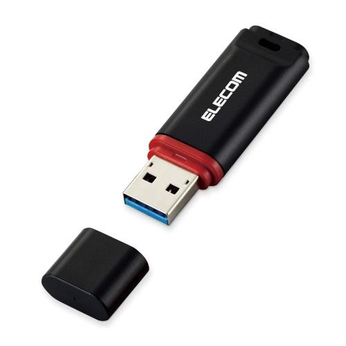エレコム USBメモリ 64GB USB3.2(Gen1)対応 キャップ式 データ復旧サービス付 ブラック MF-DRU3064GBKR