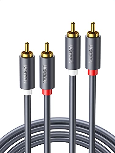 UGREEN RCA ケーブル 1M オーディオケーブル ステレオ 音声ケーブル 2RCA to 2RCA（赤/白）変換 Hi Fi音質 24K金メッキコネクタ