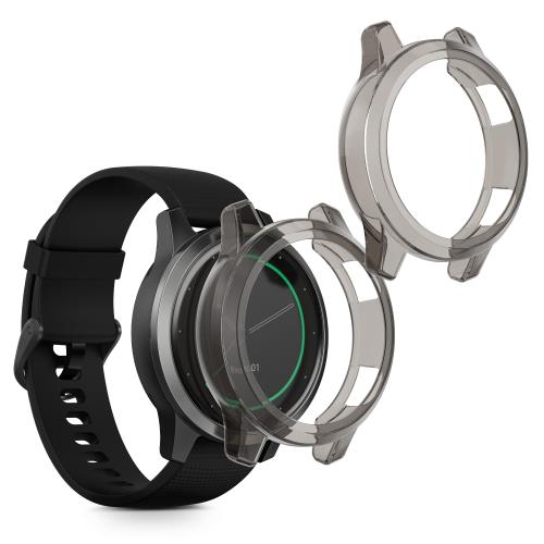 kwmobile 2x ケース Garmin Vivoactive 4 (45 mm)対応 カバー - 耐衝撃 全面保護 TPU 軽量 - クリア 透明 黒色/透明