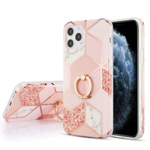 QLTYPRI i Phone 12 ケース リング付き 超薄型 マーブル TPU ソフト スマホケース キックスタンド機能 軽量 耐衝撃 黄変防止 人気 可愛い 女性向け アイフォン 12 Mini