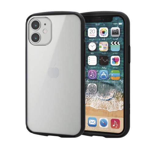 エレコム i Phone 12 mini ケース Qi充電対応 ハイブリッド 耐衝撃 TOUGHSLIM LITE フレームカラー ブラック PM-A20ATSLFCBK