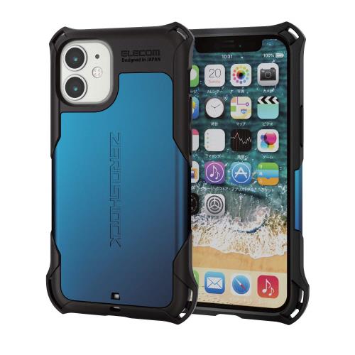 エレコム i Phone 12 mini ケース Qi充電対応 ハイブリッド ZEROSHOCK 耐衝撃 スタンダード ブルー PM-A20AZEROBU