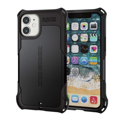 エレコム i Phone 12 mini ケース Qi充電対応 ハイブリッド ZEROSHOCK 耐衝撃 スタンダード ブラック PM-A20AZEROBK