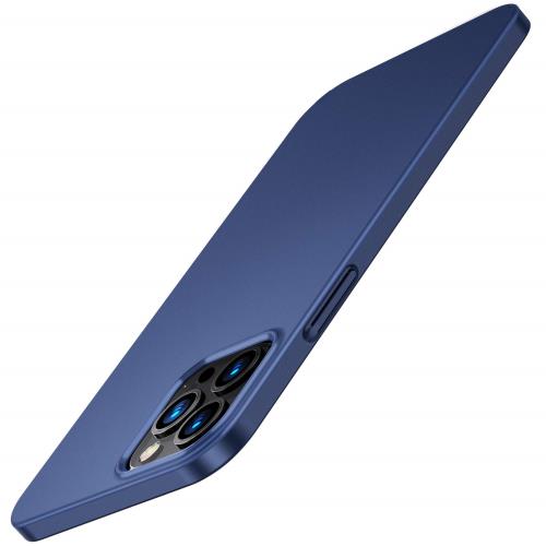 TORRAS i Phone 12 用ケース i Phone 12 Pro用 ケース 6.1インチ 薄型 マット質感 PC ガラスフィルム付属 指紋防止 擦り傷防止 さらさら肌触り 耐衝撃カバーネイビ