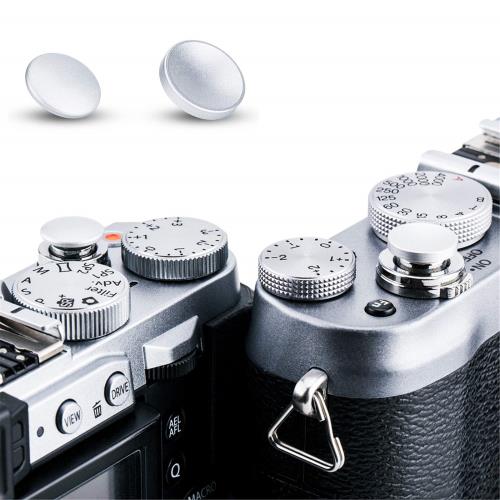 JJC 1+1 ソフト レリーズ シャッターボタン セット 凹 + 凸 シルバー 富士フィルムFuji Fujifilm 富士 X100VI X-T50 X-E4 X-E3 X-E2S X-E2 X-