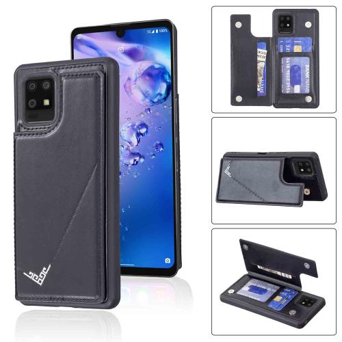 Anrek新型 SHARP AQUOS zero6 Soft Bank / SHG04 au 用 背面 カードケース 手帳型 ランヤード付 背面カバー （ ブラック ）シャープ アクオス ソフトバンク