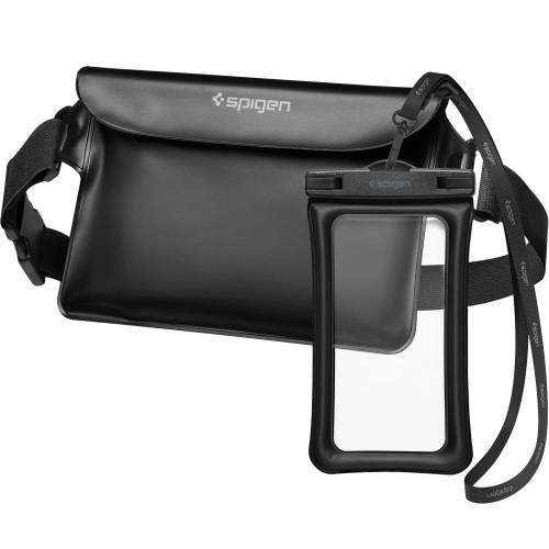 Spigen 2枚セット 完全防水 防水ポーチ 防水ケース IPX8認証 水に浮く お風呂 海 プール アウトドア 小物 三重チャック ベルクロ TPU PVC 大容量 ウエストポーチ 防水バッグ 出