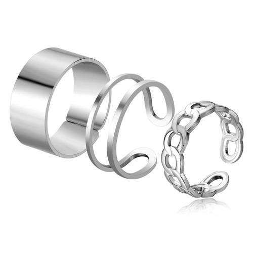 [YFFSFDC] 指輪 3点セット 金属銀メッキリング ファッションリング シンプル ユニセックス セット シルバー リング アクセサリー シンプル 調節可能 人気 メンズ レディース セット (3