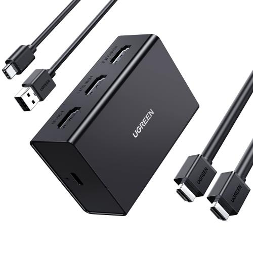UGREEN HDMI 分配器 1入力2出力 4K@60Hz HDMIスプリッター HDMIケーブル付き２画面同時出力3D映像対応 HDCP2.2 PS3/PS4/PS5/Nintendo Switc
