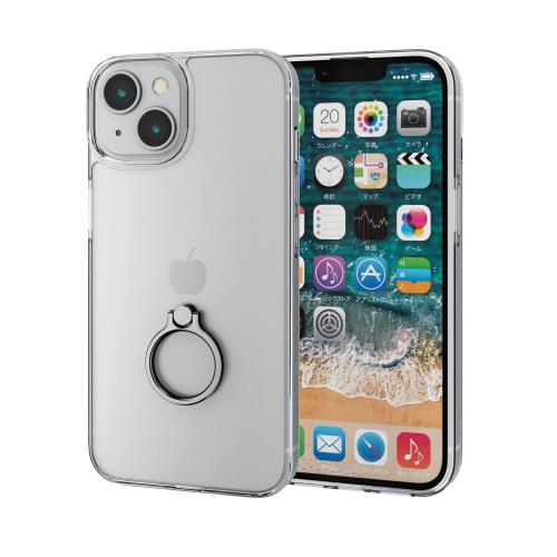 エレコム i Phone 14 / 13 ケース カバー リング付き 耐衝撃 衝撃吸収 クリア PM-A22AHVCKRSV