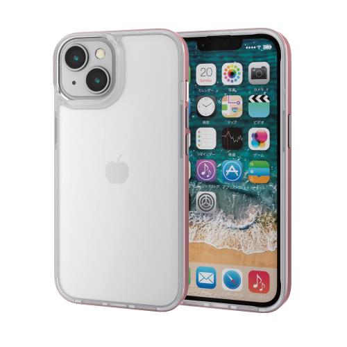エレコム i Phone 14 / 13 ケース カバー 耐衝撃 衝撃吸収 サイドメッキ メッキ色(ピンク) クリア PM-A22AHVMPN