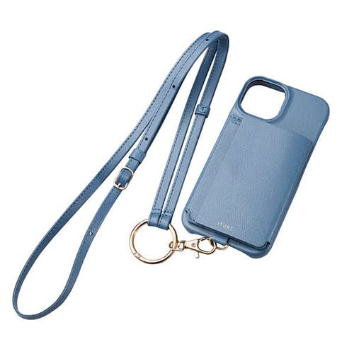 エレコム i Phone 14 / 13 ケース カバー オープンタイプ レザー ショルダーストラップ付き カード収納付き 小銭入れ付き ストラップホール付き ネイビー PM-A22APLOSSNV