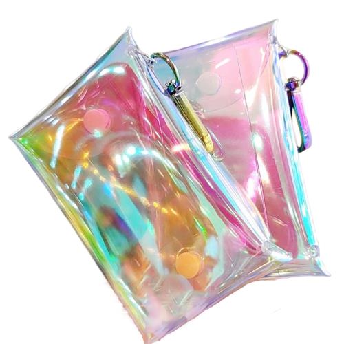 サムコス 小銭入れ 2個セット ミニポーチ ウォレット ミニ財布 キーケース コンパクト 可愛い カラビナ付き 洗える 携帯用 取り出し便利 (オーロラ2点)
