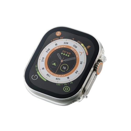 エレコム Apple Watch Ultra 49mm カバー ケース ガラス ゴリラガラス 10H セラミックコート 指紋防止 クリア AW-22CFCGOCCR