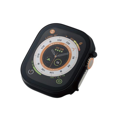 エレコム Apple Watch Ultra 49mm カバー ケース ガラス 10H セラミックコート 指紋防止 ブラック AW-22CFCGCBK