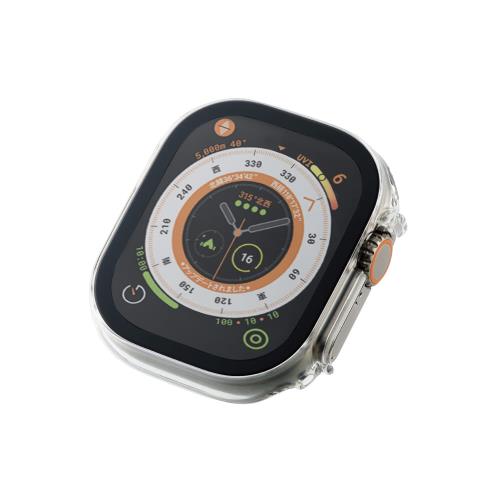 エレコム Apple Watch Ultra 49mm カバー ケース ガラス ゴリラガラス 10H 指紋防止 クリア AW-22CFCGOCR
