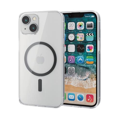 エレコム i Phone14 / 13 ケース カバー MAGKEEPシリーズ 四つ角エアークッション 耐衝撃 衝撃吸収 磁石 ハイブリッド TPU ポリカーボネート [Magsafe対応のi Pho