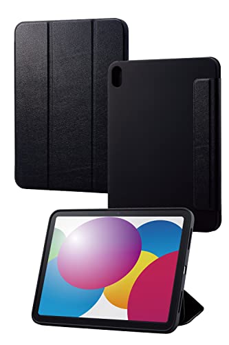 エレコム i Pad 10.9 第10世代 (2022年) ケース カバー ハイブリッドケース シリコン フラップケース 2アングル オートスリープ/ウェイク対応 ブラック TB-A22RWVSCHB