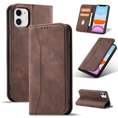Pin Li Sheng i Phone 11 ケース 手帳型 レザー 耐衝撃 耐摩擦 全面保護 マグネット式 カード収納 スタンド機能 iphone11 ケース 6.1 インチ対応(コーヒー色, i