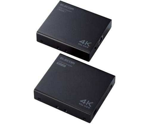 エレコム HDMIエクステンダー （4K60Hz対応) 最大70mの延長 長距離伝送 HDMI2.0b対応 HDCP 2.2対応 Po E対応 数台のディスプレイへの接続も可能 18Gbps メタル 