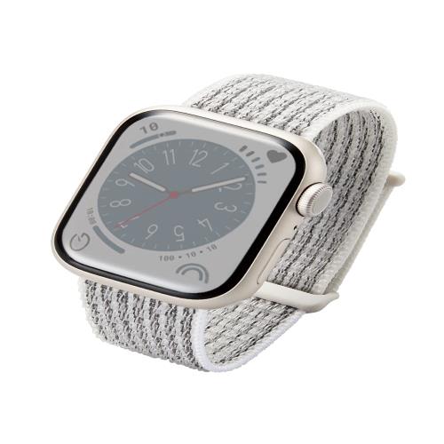 [エレコム] アップルウォッチ Watch バンド 41mm 40mm 38mm / SE2 SE 8 7 6 5 4 3 2 1 対応 ファブリック 面ファスナー ホワイト AW-41BDFBWH