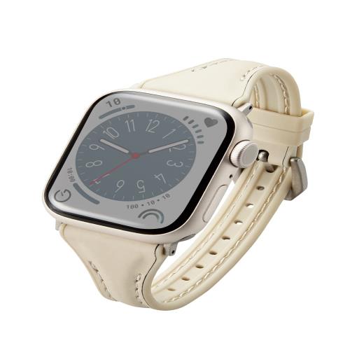 [エレコム] アップルウォッチ Watch バンド 41mm 40mm 38mm / SE2 SE 8 7 6 5 4 3 2 1 対応 革 レザー TPU スリム グレージュ AW-41BDLHVJ