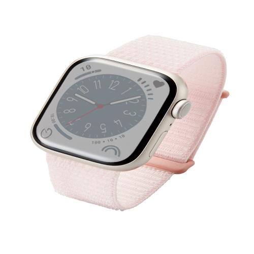 [エレコム] アップルウォッチ Watch バンド 41mm 40mm 38mm / SE2 SE 8 7 6 5 4 3 2 1 対応 ファブリック 面ファスナー ピンク AW-41BDFBPN
