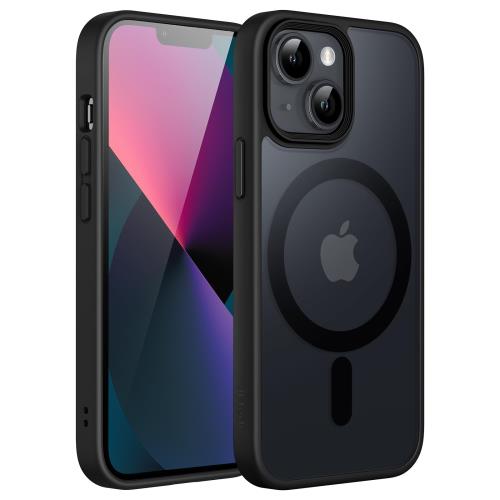 JEDirect i Phone 13 mini 5.4インチ用 マグネット ケース Mag Safeに対応 半透明のマット背面 薄型 耐衝撃 カバー (ブラック)