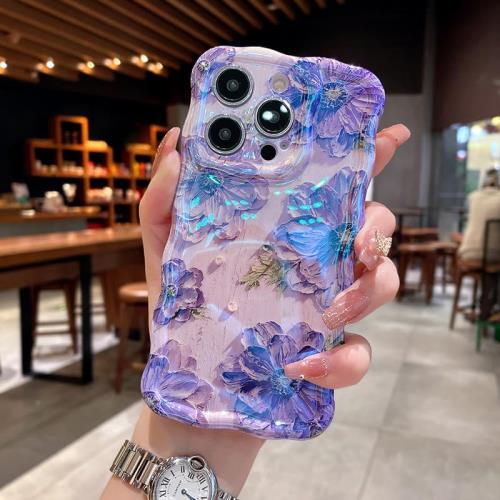 QLTYPRI i Phone 14ケースTPUカバー おしゃれ 韓国 可愛い 花柄 薄型 軽量 耐衝撃 スマホケース ワイヤレス充電対応 ストラップホール付き アイフォン14 ケース 6.1インチ 