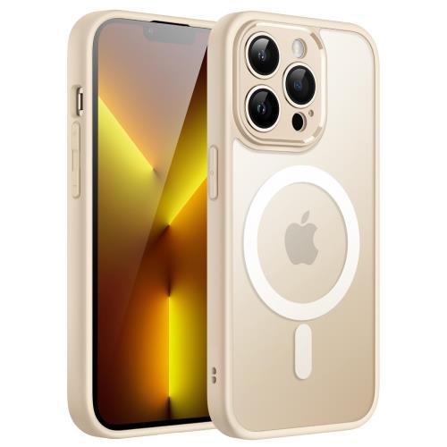 JEDirect i Phone 13 Pro 6.1インチ用 マグネット ケース Mag Safeに対応 半透明のマット背面 カメラレンズ 完全保護 薄型 耐衝撃 カバー (ライトゴールド)