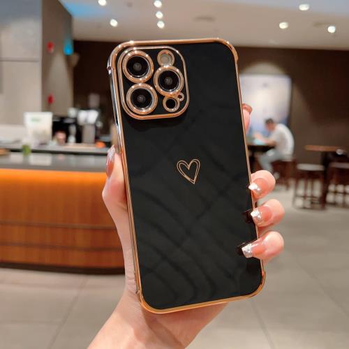 QLTYPRI i Phone 15 Pro Max ケース ハート模様 柔軟な TPU カバー 女性 人気 軽量 スマホケース レンズ保護 落下防止 カバー ワイヤレス充電対応 ストラップホール付き