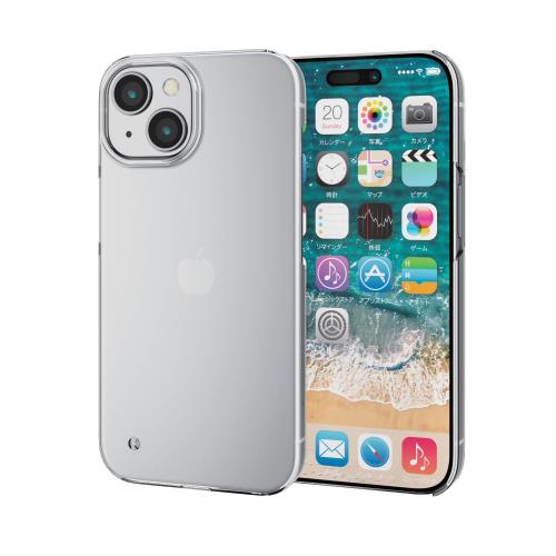 エレコム i Phone15 ケース ハード スリム 1mm UVコート 傷に強い ストラップホール付き クリア PM-A23APVCR