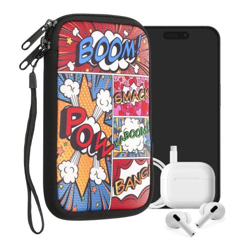 kwmobile スマホ 保護ケース M - 5.5対応 - ネオプレン クッション カバー - 内寸法 コミックシンボルデザイン マルチカラー 15.2 x 8.3 cm 対応