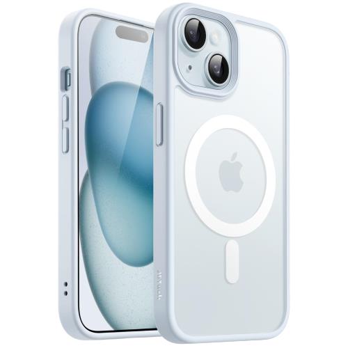 JEDirect i Phone 15 6.1インチ用 マグネット ケース Mag Safeに対応 半透明のマット背面 薄型 耐衝撃 カバー (ブルー)