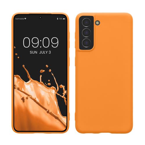 kwmobile スマホケース 対応: Samsung Galaxy S21 ケース - 耐衝撃 滑り止め ソフト TPU シリコン - フルーティー オレンジ