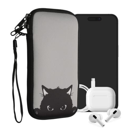 kwmobile スマホ 保護ケース XL - 6.7/6.8対応 - ネオプレン クッション カバー - 内寸法 デザイン グレー/黒色 17.2 x 8.4 cm 対応