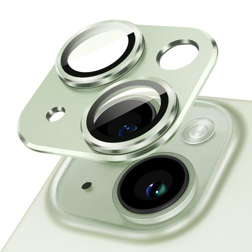 JEDirect カメラレンズフィルム i Phone 15 6.1 インチ/i Phone 15 Plus 6.7インチ用 全面保護 9H強化ガラス リングカバー マット金属プレート ケースに干渉な