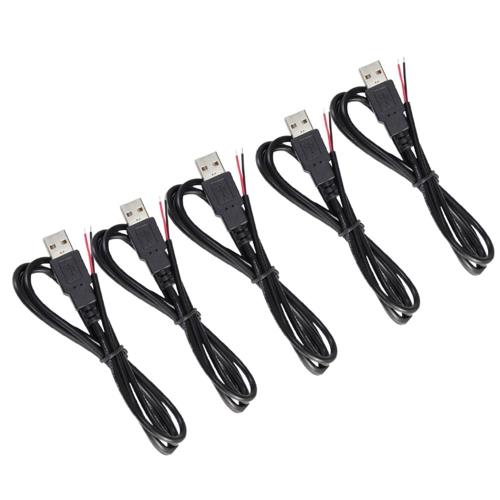YFFSFDC USB電源ケーブル 5V DC電源供給ケーブル スリム 5本セット 電源供給 バッテリー 修理 自作 DIY 電子工作 (100cm)