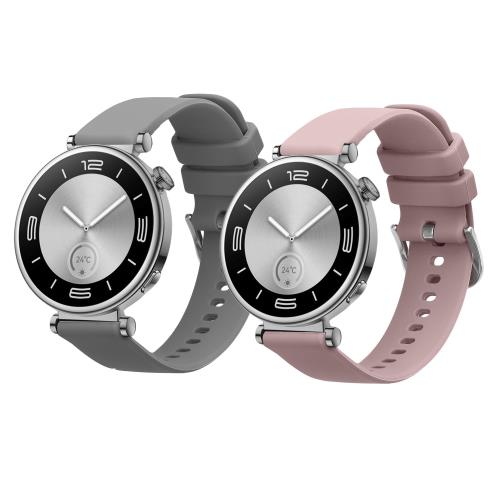 [kwmobile] 2x 交換ベルト 対応: Huawei Watch GT4 41mm バンド - シリコンバンド ソフト TPU 耐久性 グレー/ラベンダー