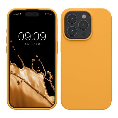 kwmobile スマホケース i Phone 15 Pro対応 ケース - 耐衝撃 傷防止 サラサラ - シリコン TPU マンゴー